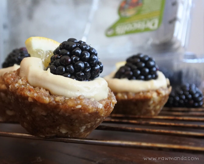 No-Bake Blackberry Lemon Cheesecake Tarts (Vegan, Raw Recipe)